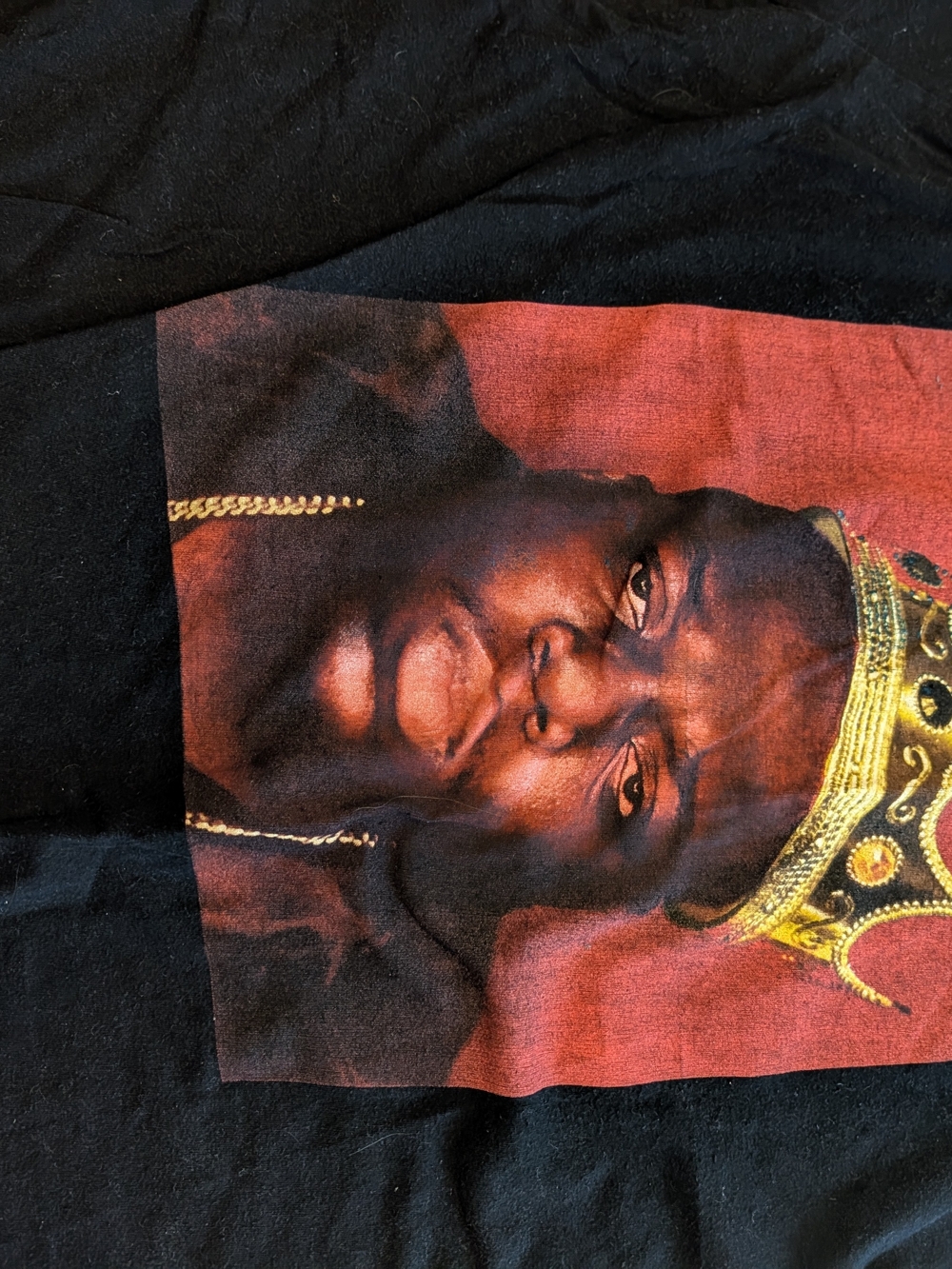 Black Graphic Tee with Crown Portrait Biggie Smalls